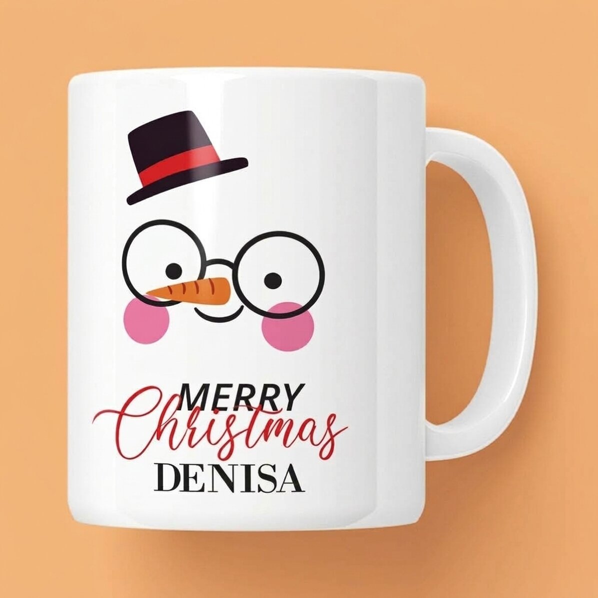 Taza personalizada con texto - Muñeco de nieve