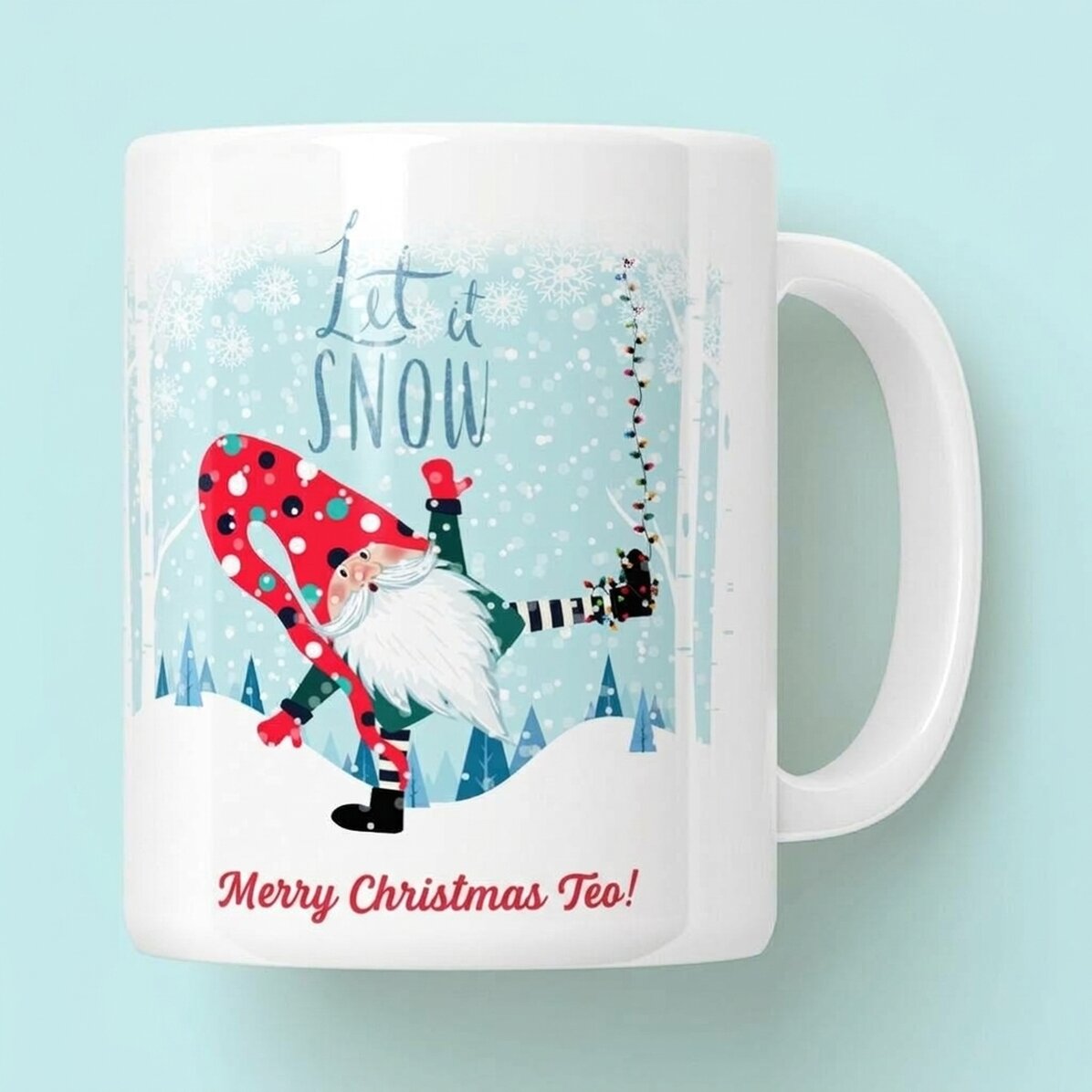 Taza personalizada con texto: «Let it snow»