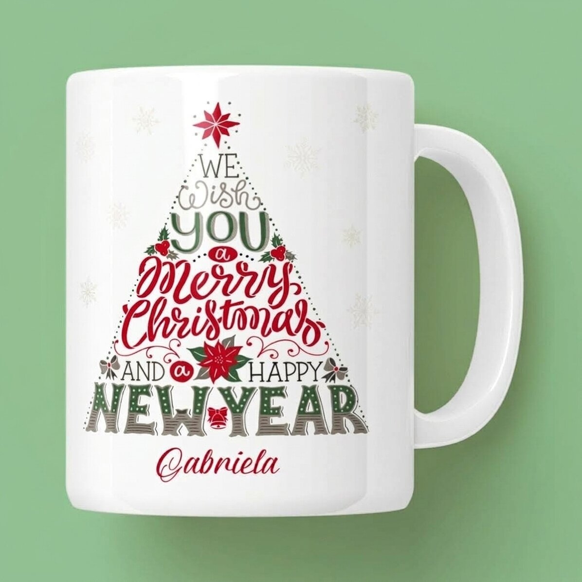 Taza personalizada con el texto «Feliz Año Nuevo»