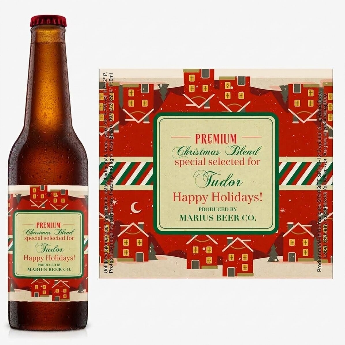 Cerveza personalizada con texto - Vintage Christmas Blend