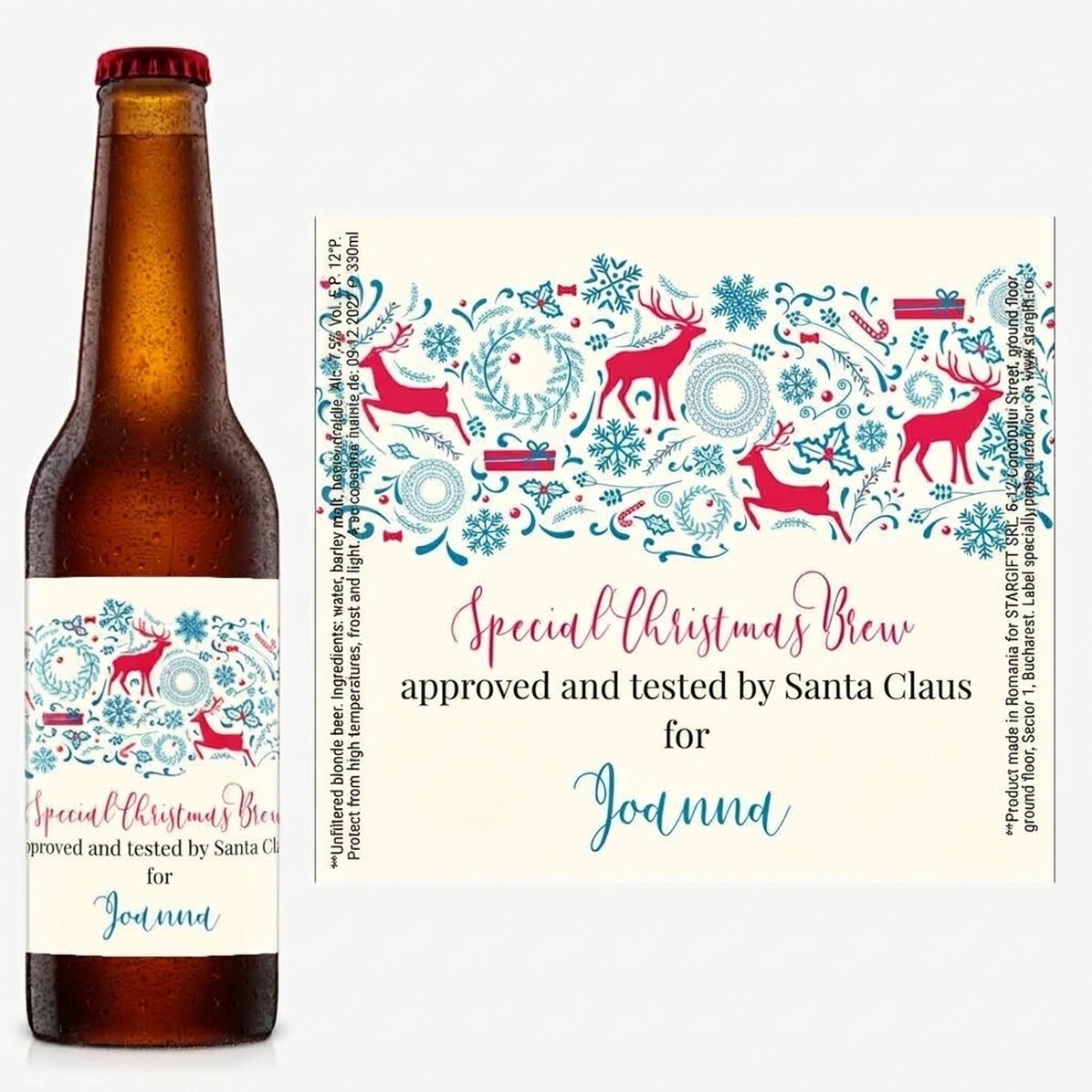 Cerveza personalizada con texto - Reindeer