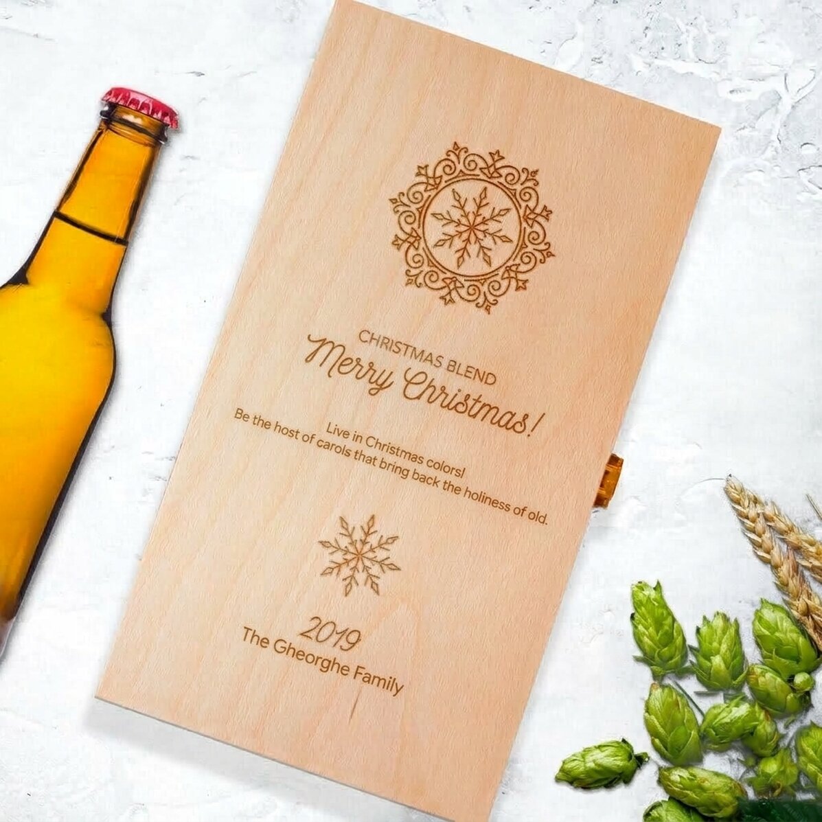 Caja de cerveza personalizada para tres botellas - Christmas Blend