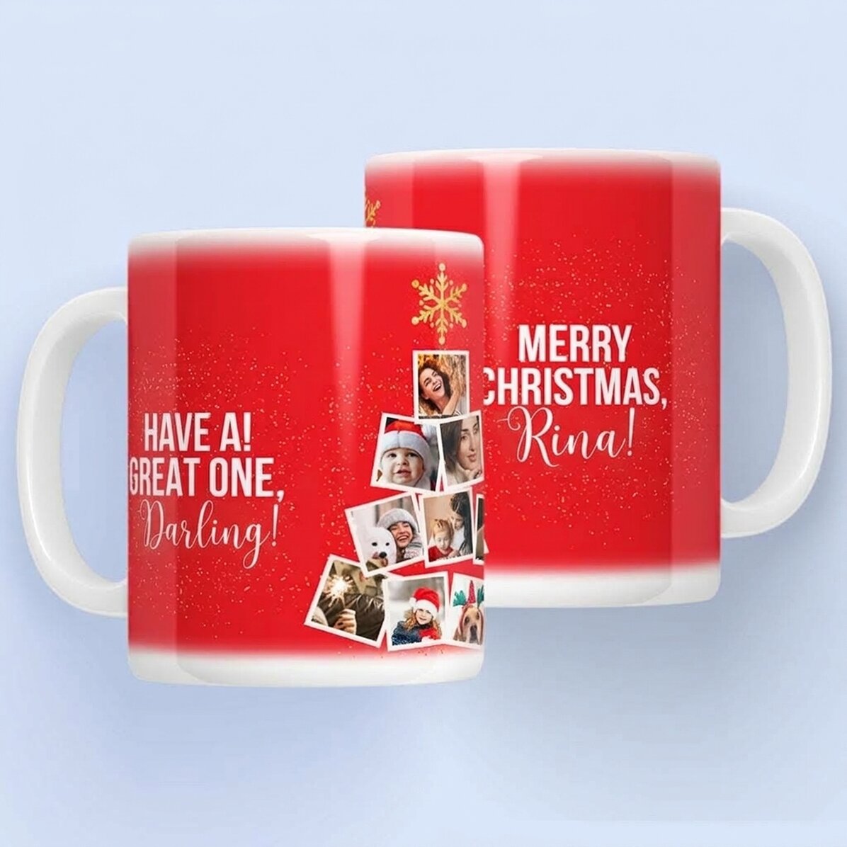 Taza personalizada con 10 fotos y texto - Recuerdos de Navidad