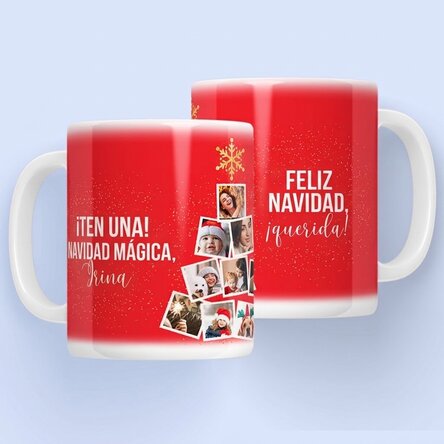 Taza personalizada con 10 fotos y texto - Recuerdos de Navidad