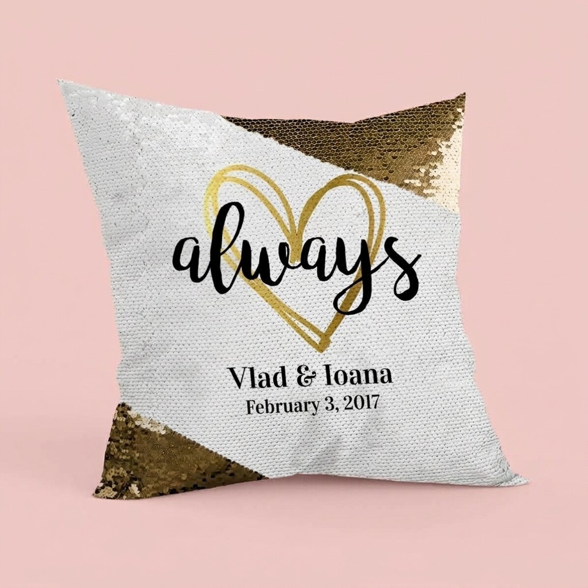 Cojín con lentejuelas personalizado con texto - Always