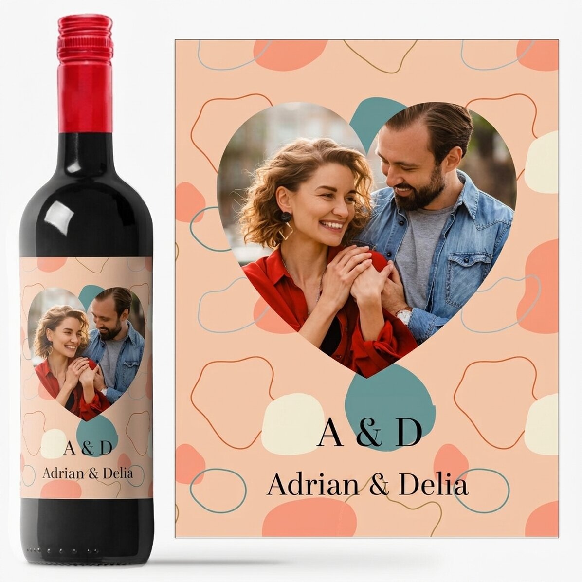 Vino personalizado con foto y texto - Abstract