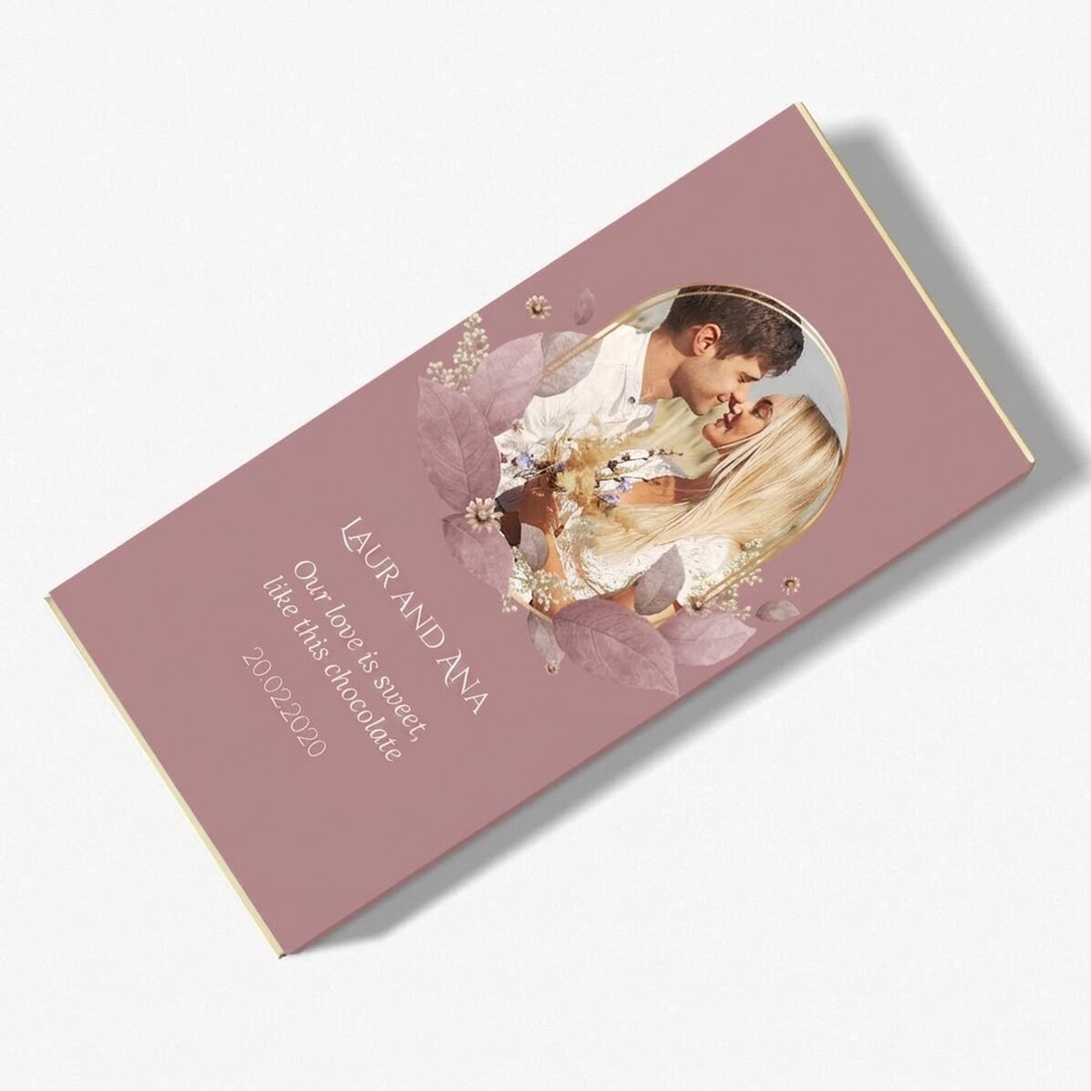 Chocolate personalizado con texto y foto - Floral