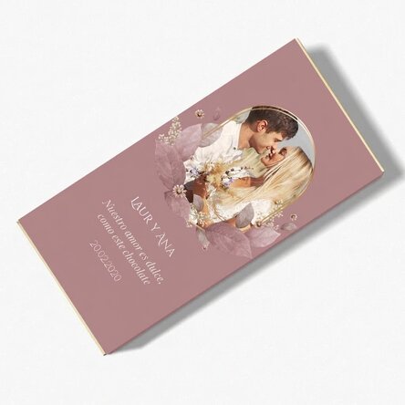 Chocolate personalizado con texto y foto - Floral