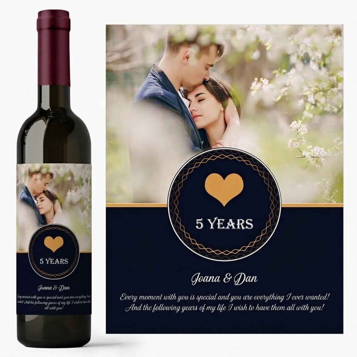 Vino personalizado con foto y texto - Momentos