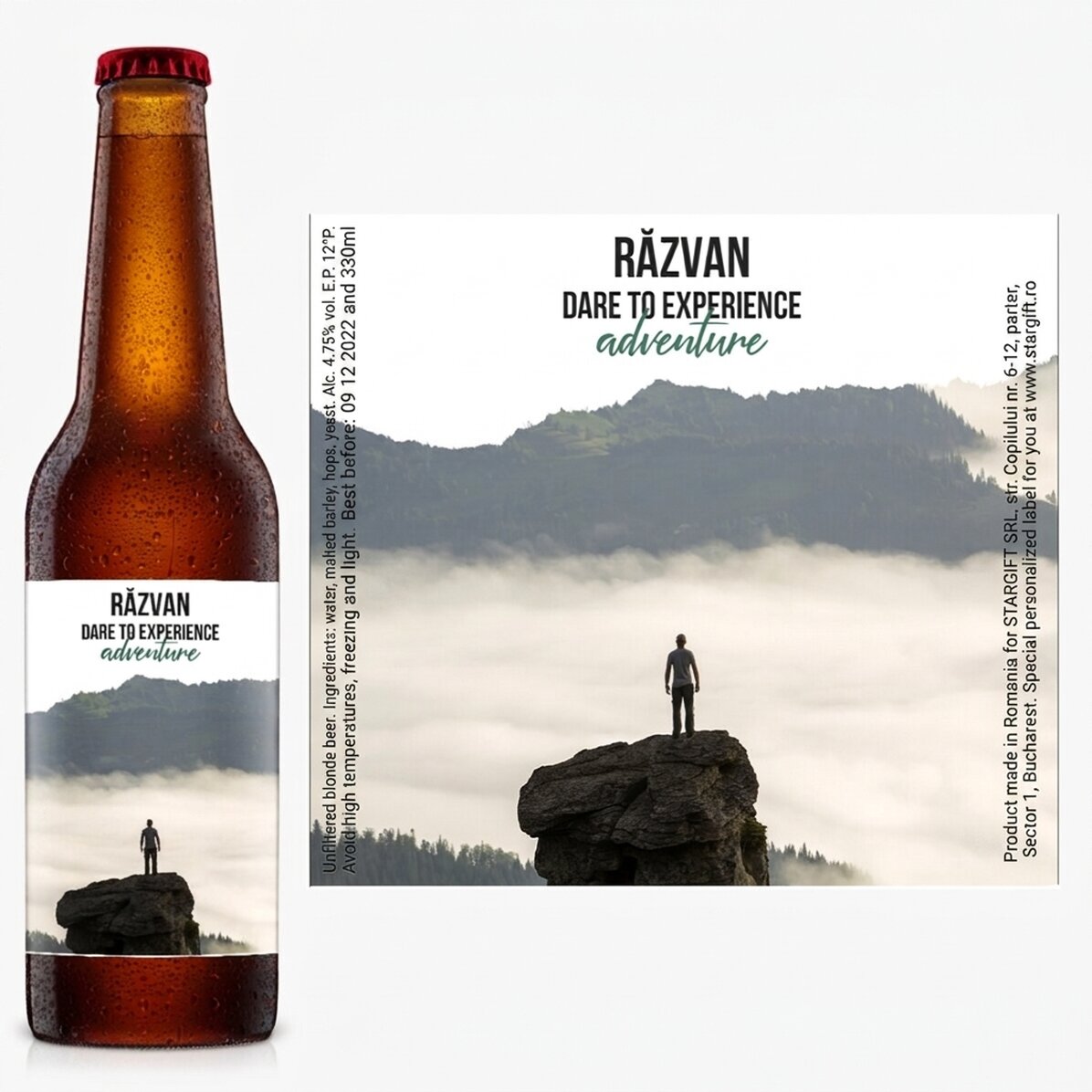 Cerveza personalizada con texto y una foto - Dare to...