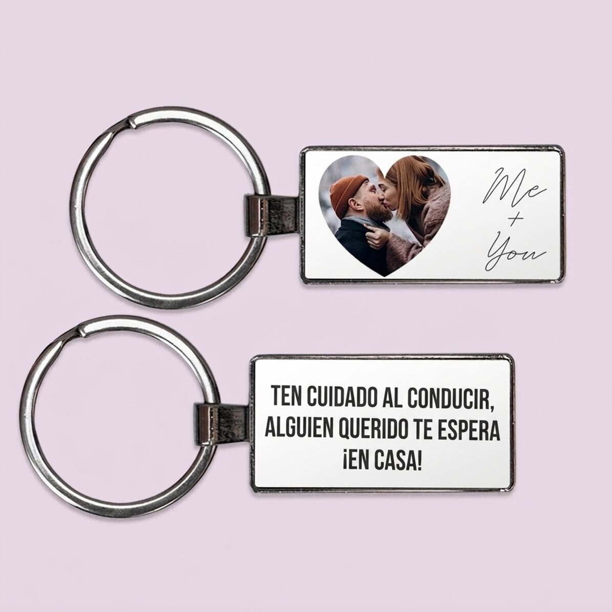 Llavero personalizado con texto y foto - Corazón