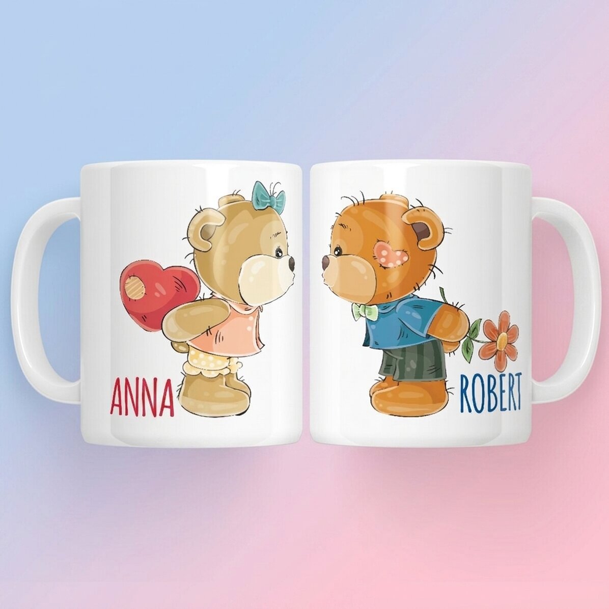 Tazas para parejas con mensaje - modelo de ositos