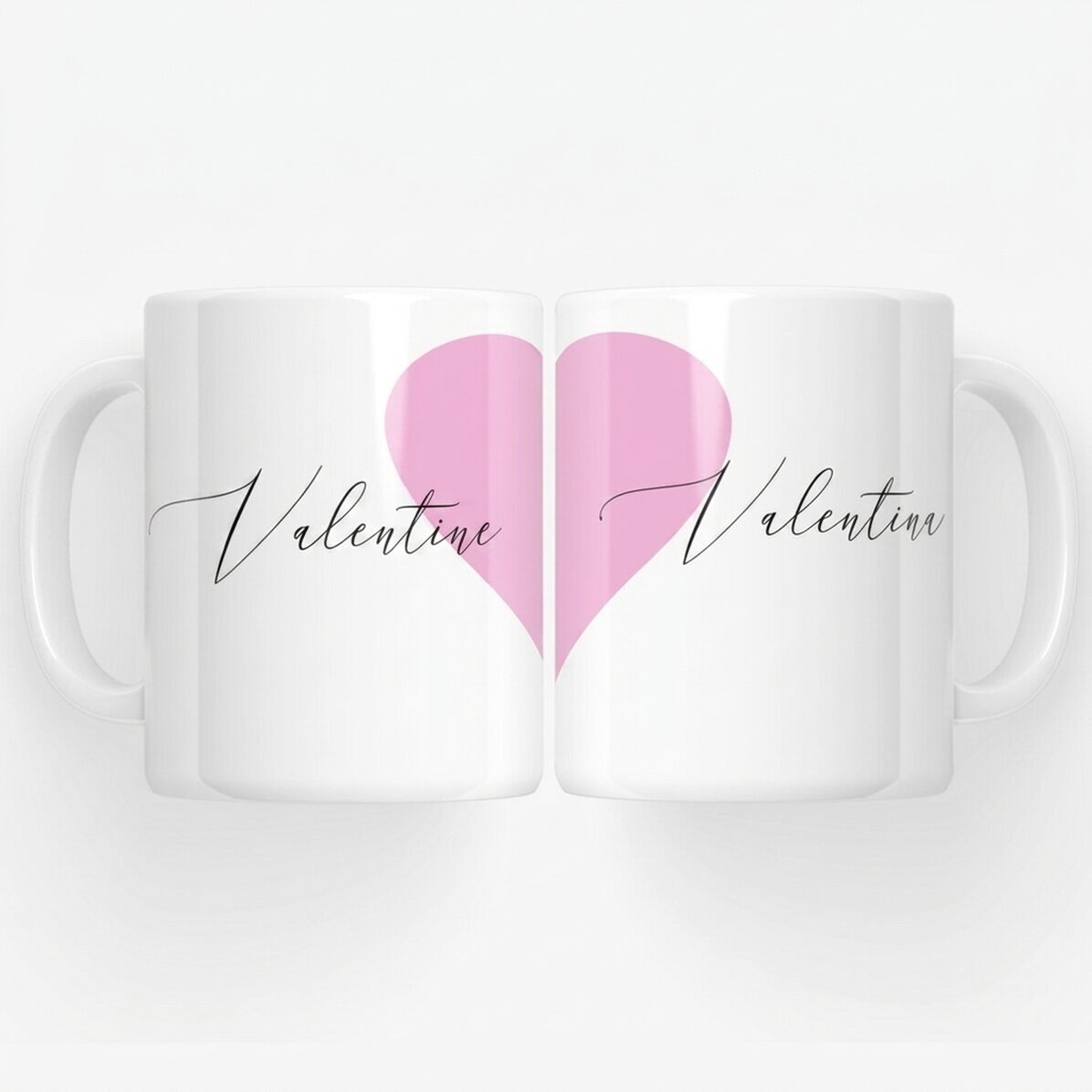 Tazas para parejas con mensaje: modelo con forma de corazón