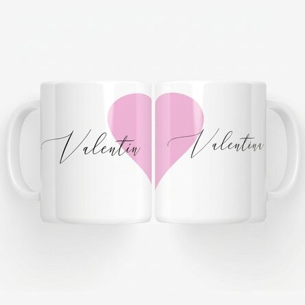 Tazas para parejas con mensaje: modelo con forma de corazón