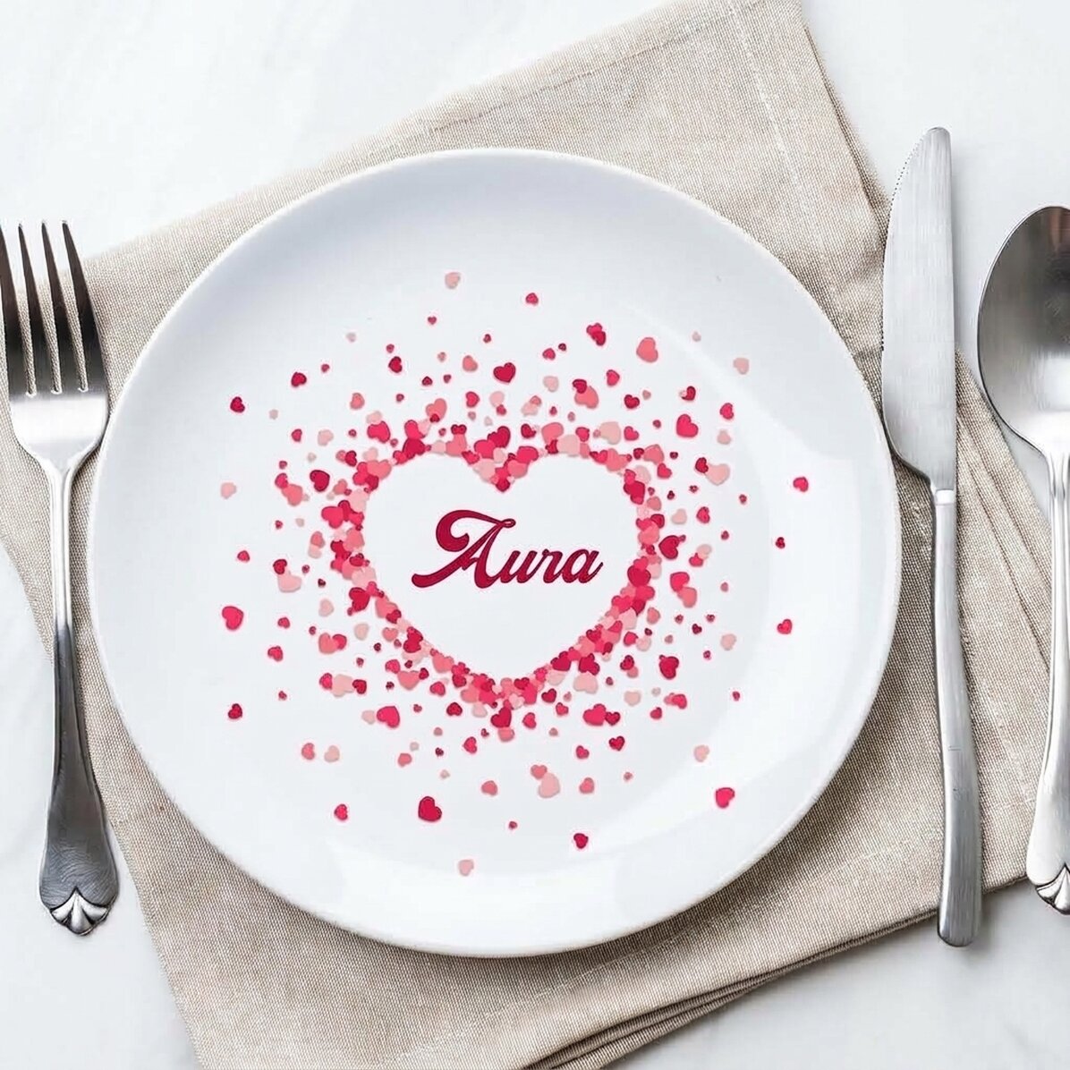 Plato personalizado con texto - Sparkle of hearts