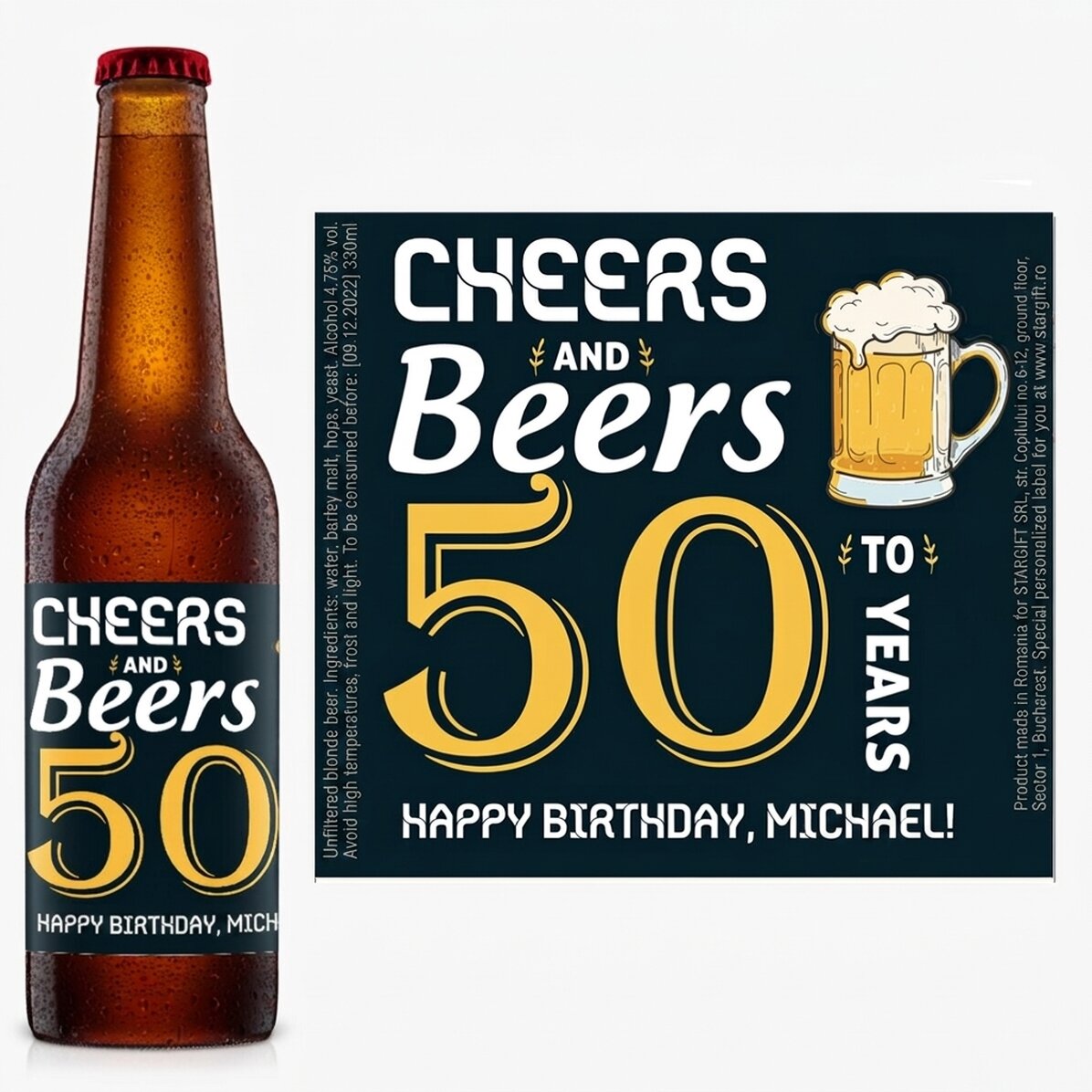 Cerveza personalizada con texto - ¡Salud!