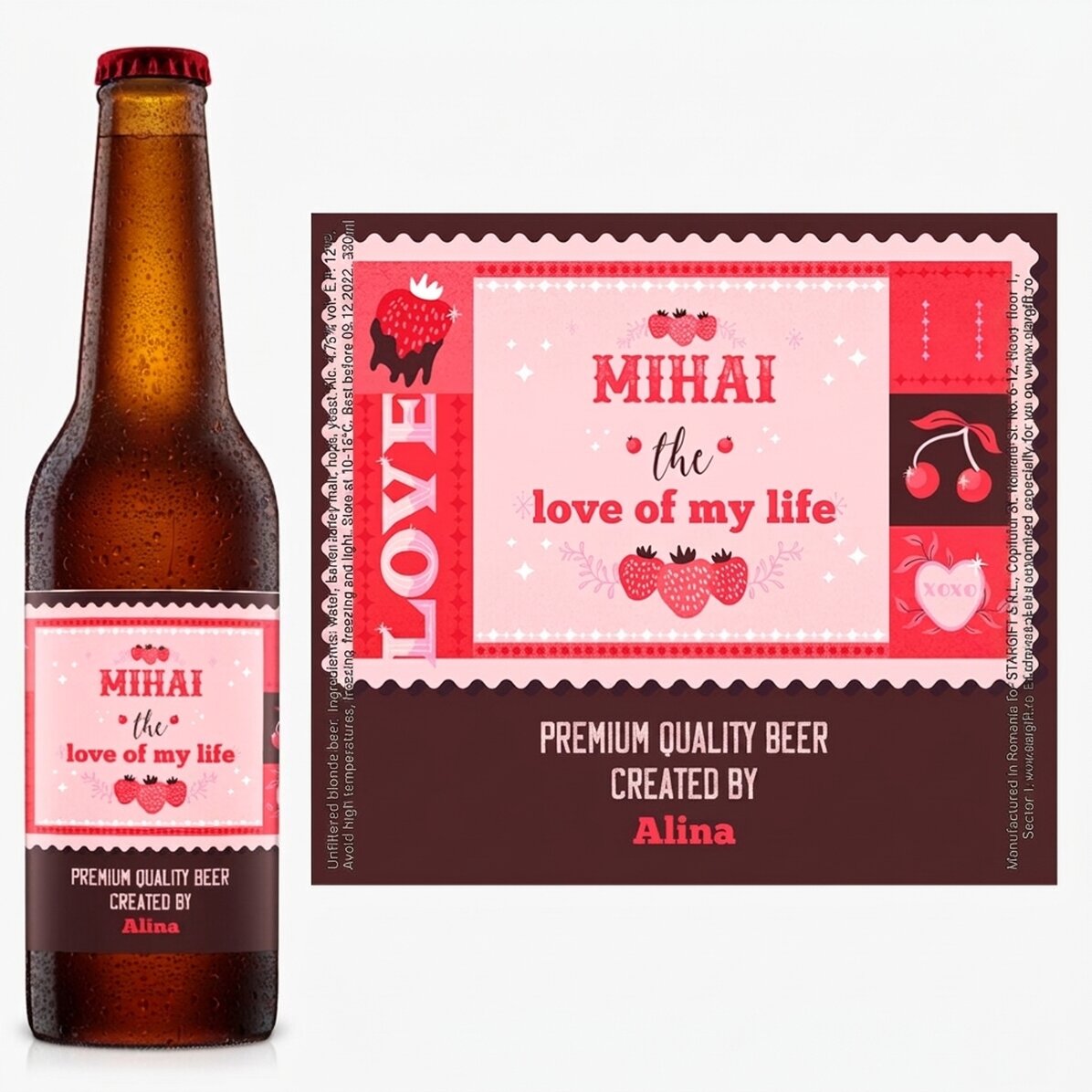 Cerveza personalizada con texto - San Valentín