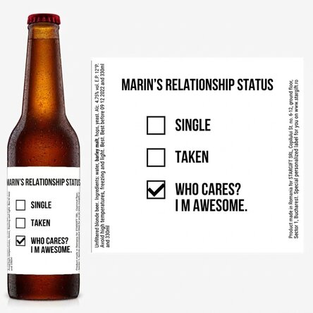 Cerveza personalizada con texto: «I