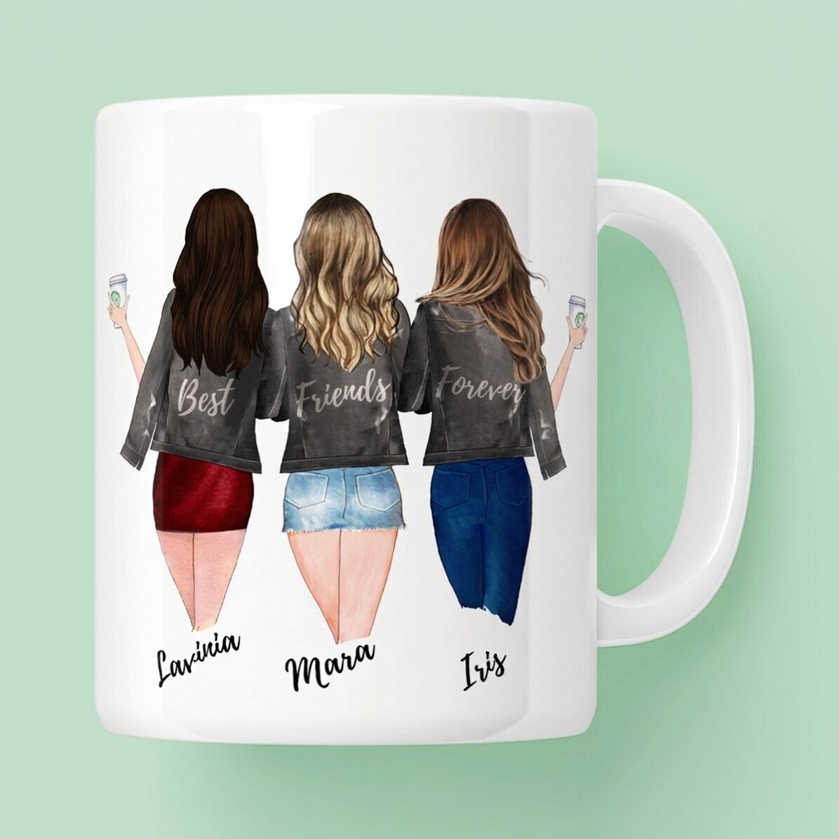 Taza personalizada con texto: «3 mejores amigos»