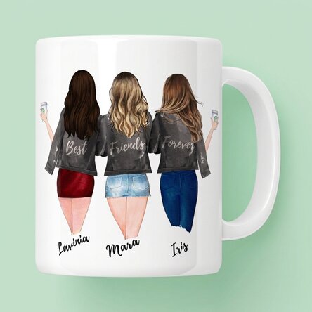 Taza personalizada con texto: «3 mejores amigos»