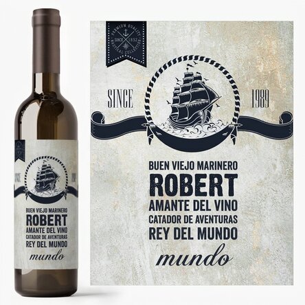 Vino personalizado con texto - Sailor