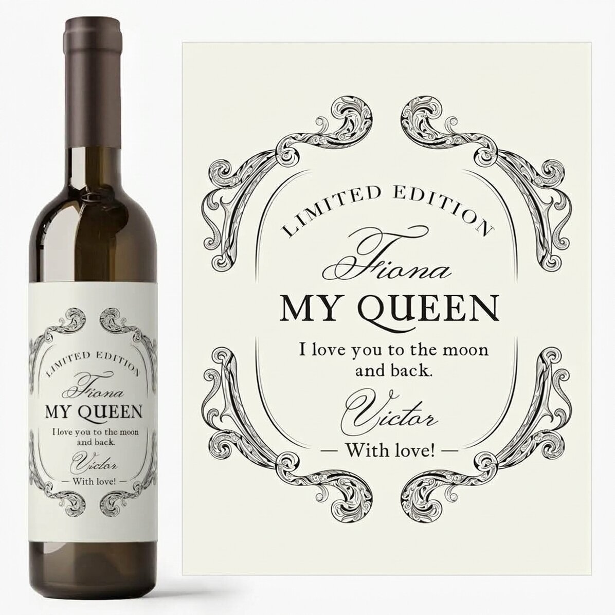 Vino personalizado con texto - Antique