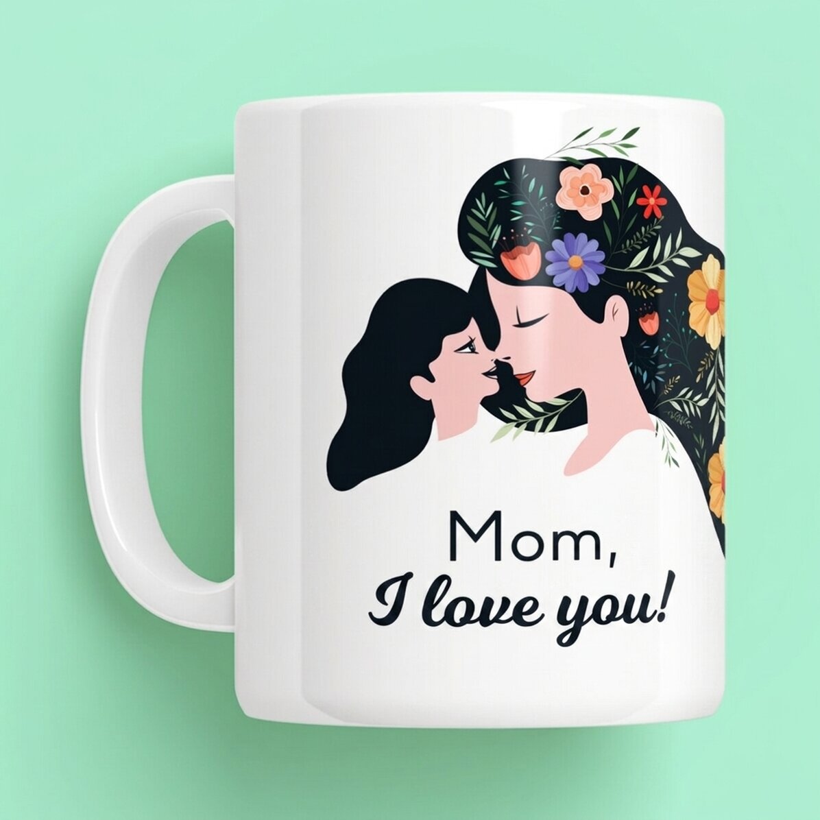 Taza personalizada con el texto: «¡Mamá, te quiero!»