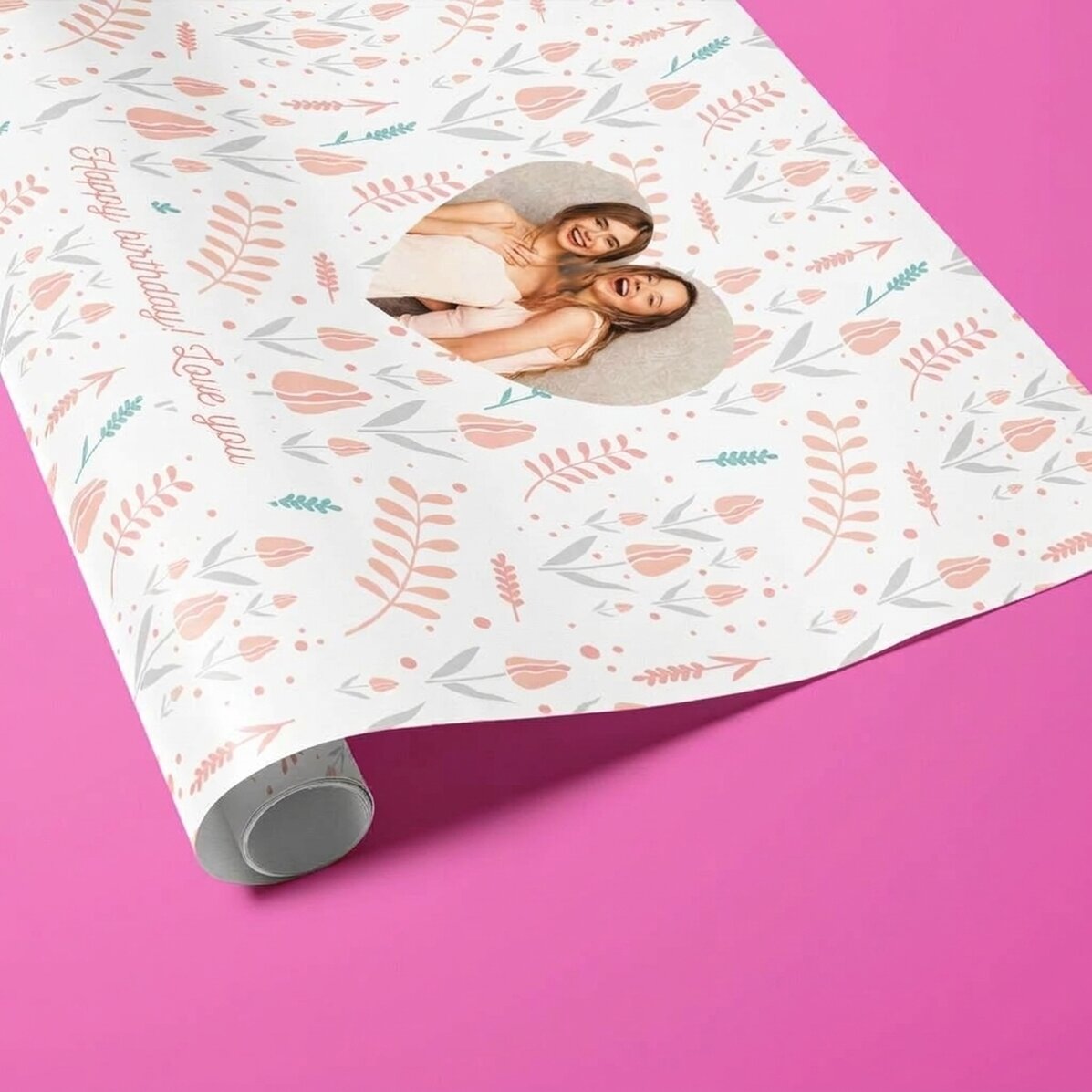 Papel de regalo personalizado con una foto y un texto - Spring
