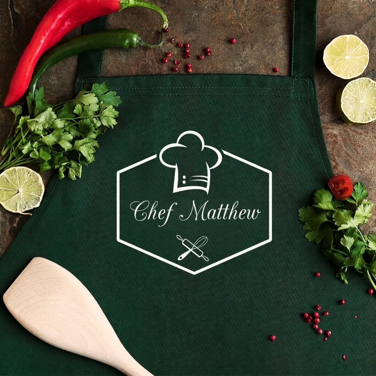 Letrero personalizado con texto: «Chef»
