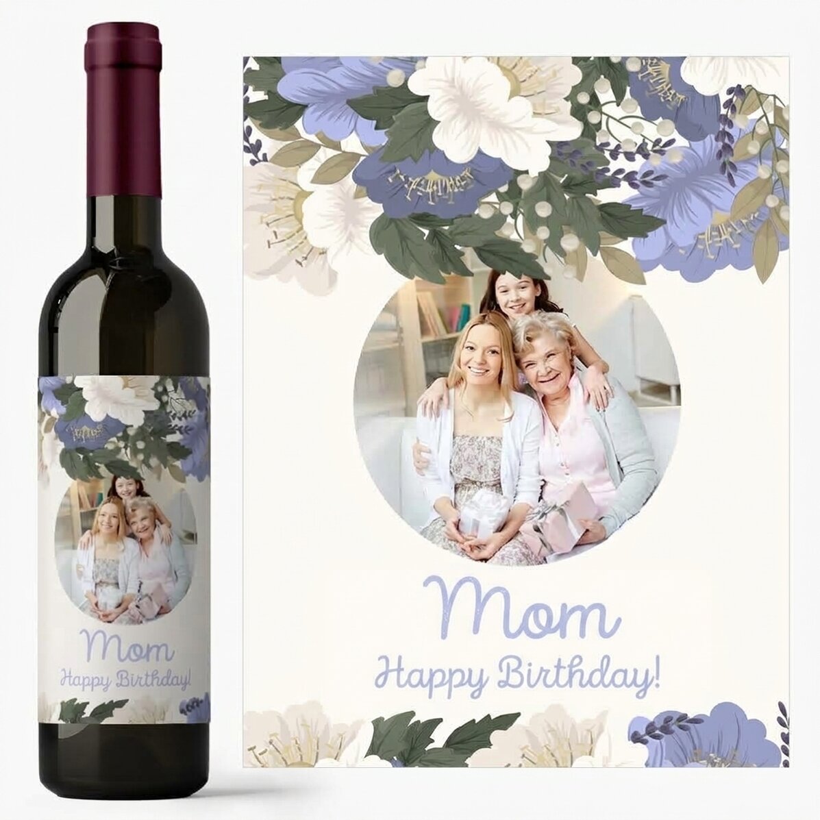 Vino personalizado con un mensaje para el Día de la Madre