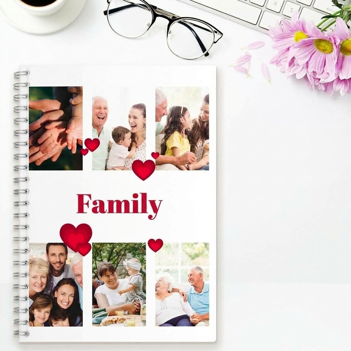 Cuaderno personalizado con 6 fotos y texto - Familia