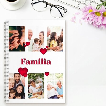 Cuaderno personalizado con 6 fotos y texto - Familia