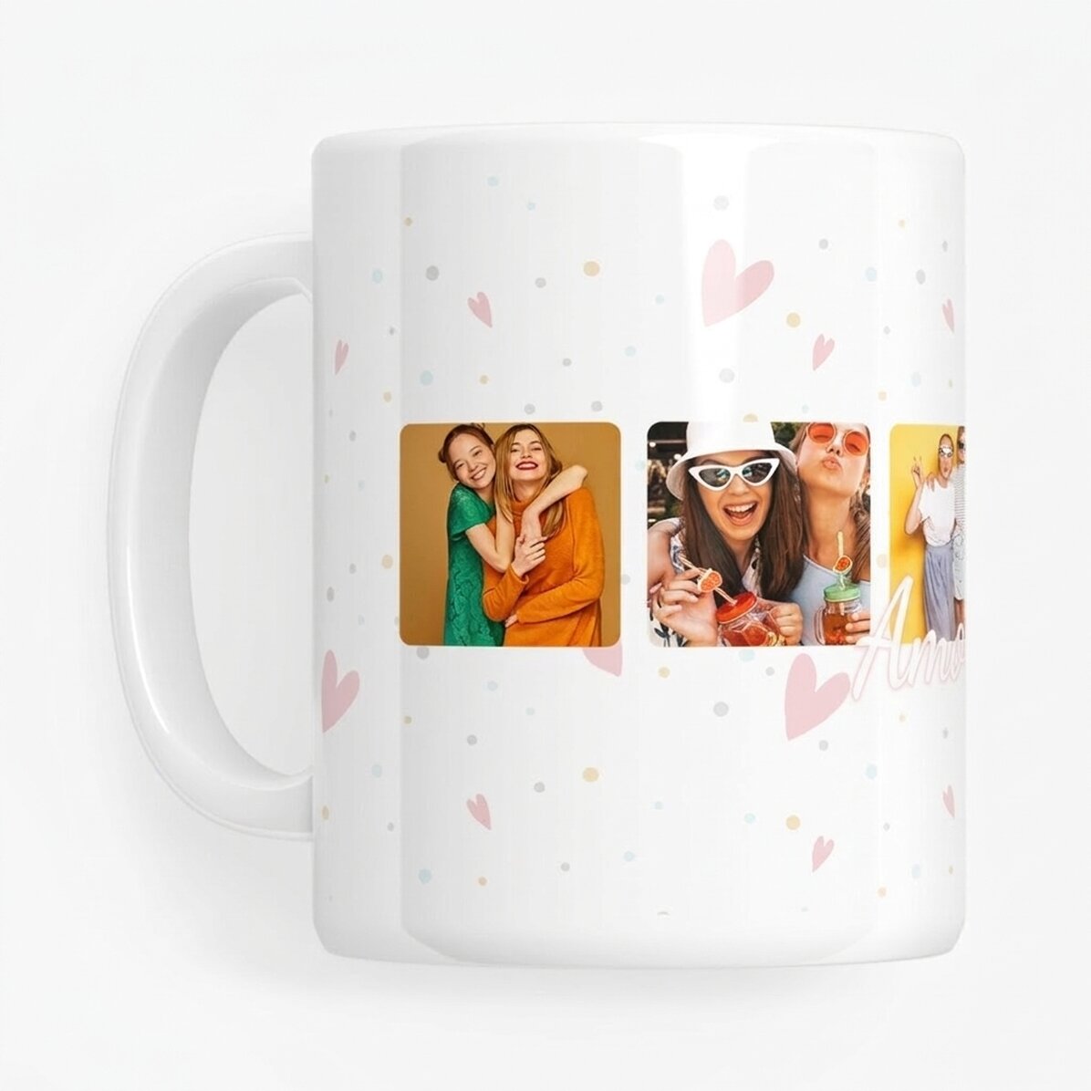 Taza personalizada con 6 fotos cuadradas y el texto «I love You» - Celebra el amor