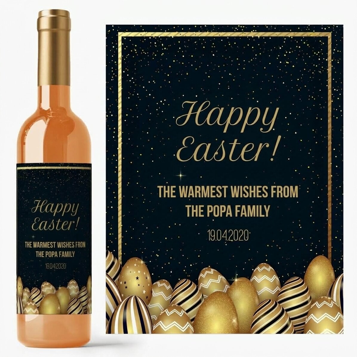 Vino personalizado con un mensaje para Pascua