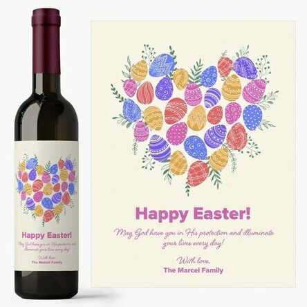 Vino personalizado con texto para Pascua - modelo «Corazón»