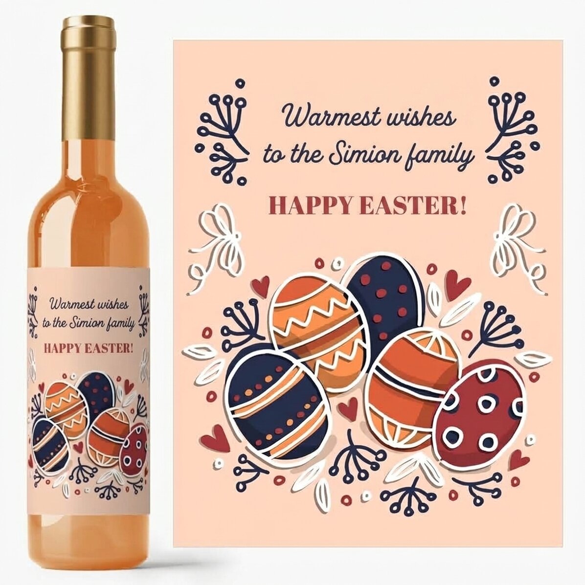 Vino personalizado con texto - Felicidades de Pascua