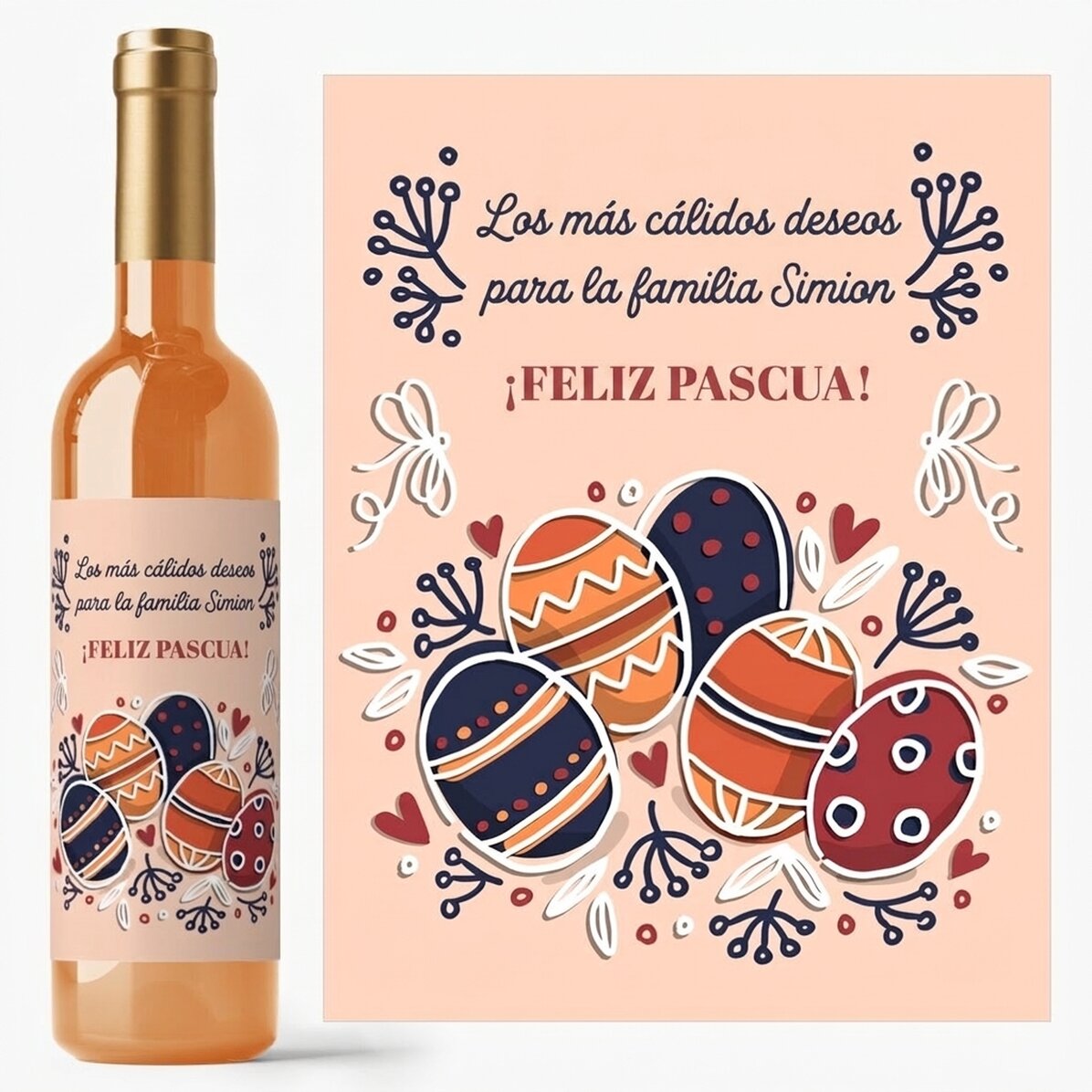 Vino personalizado con texto - Felicidades de Pascua