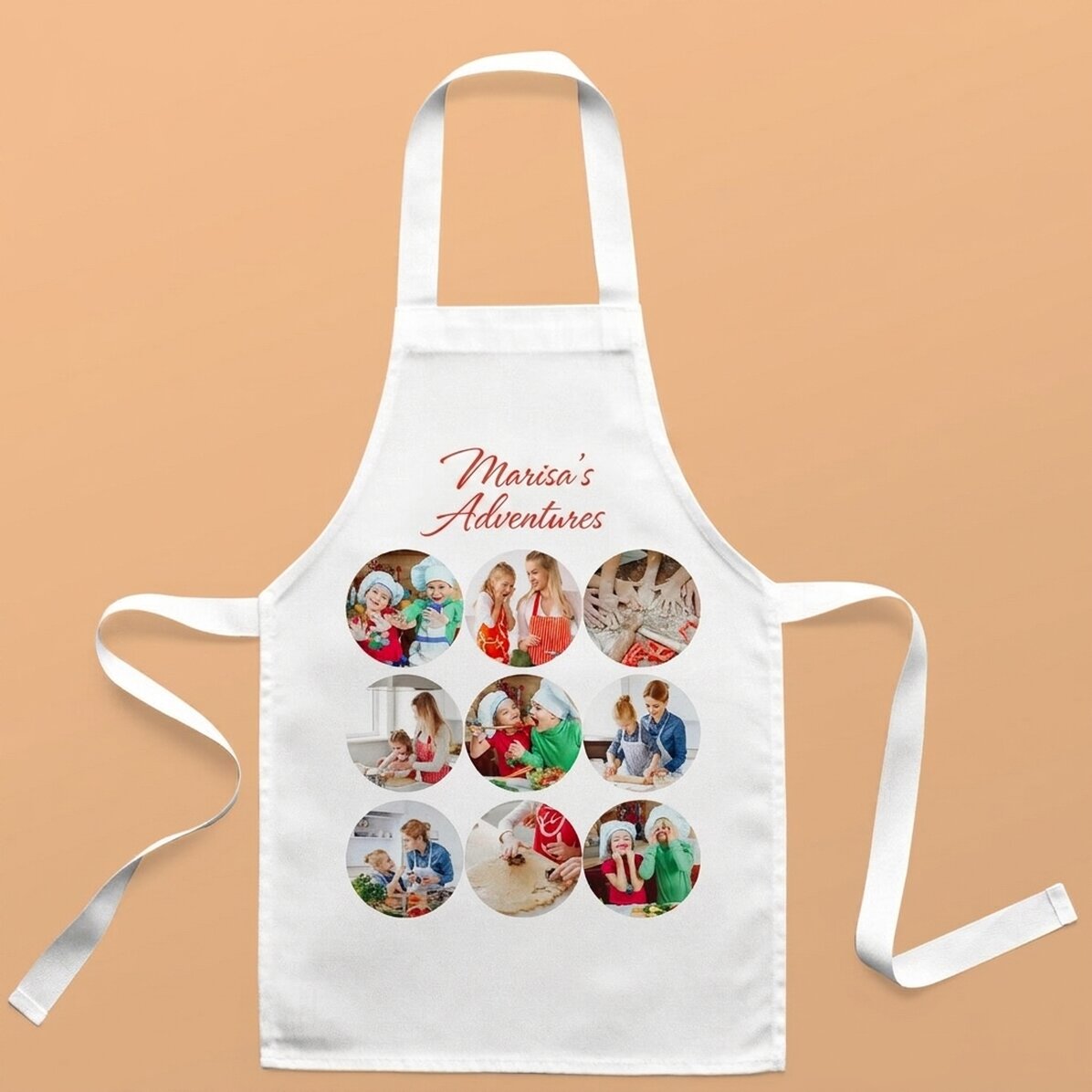 Camiseta personalizada para niños con 9 fotos y texto - Aventuras en la cocina
