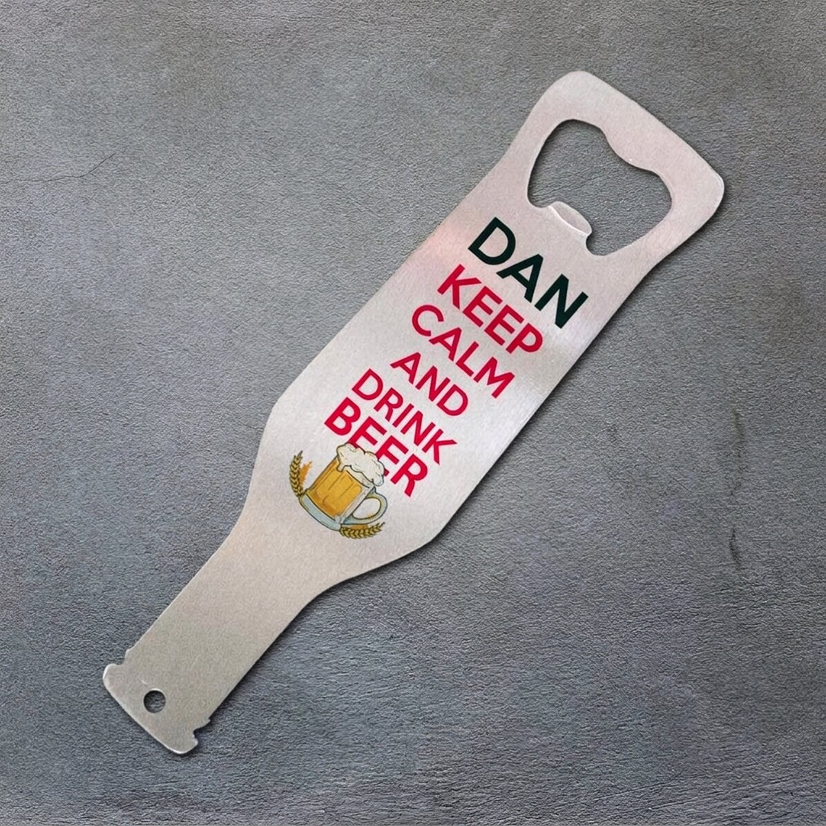 Abrecerras personalizado - Keep calm and drink beer