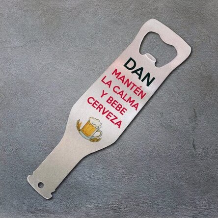 Abrecerras personalizado - Keep calm and drink beer