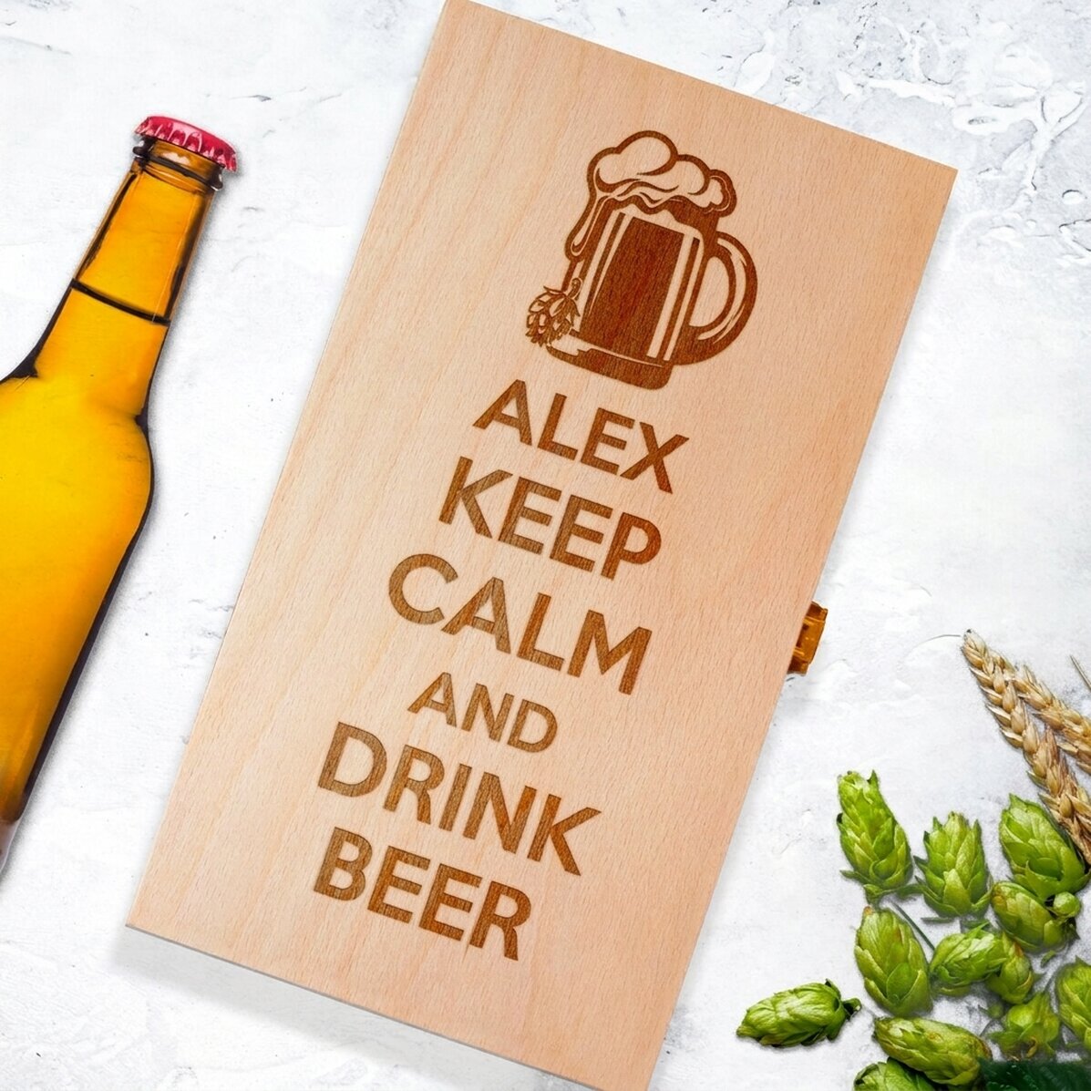 Caja de cerveza personalizada para tres botellas - Keep Calm and Drink Beer
