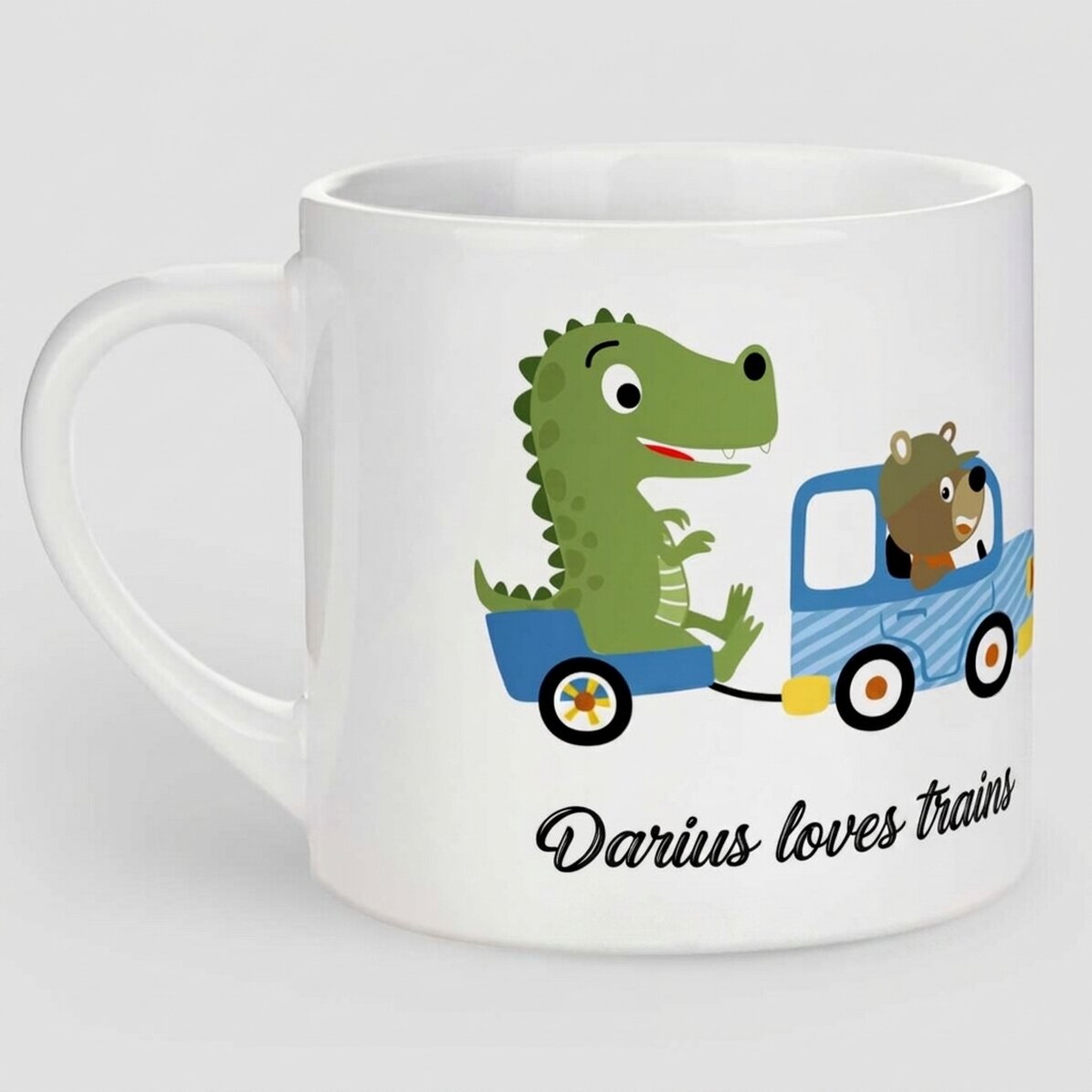 Taza personalizada para niños con texto - Trenecito