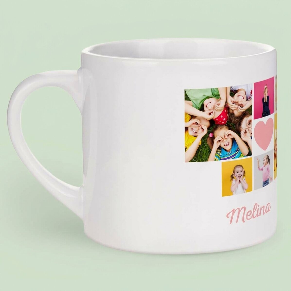 Taza personalizada para niños con 6 fotos y texto