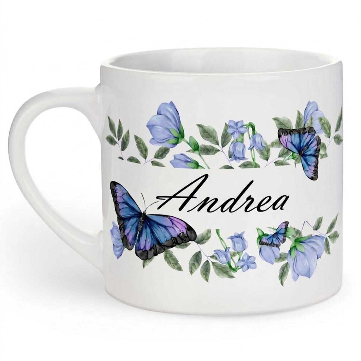 Taza personalizada para niños con texto - Modelo «Mariposas»