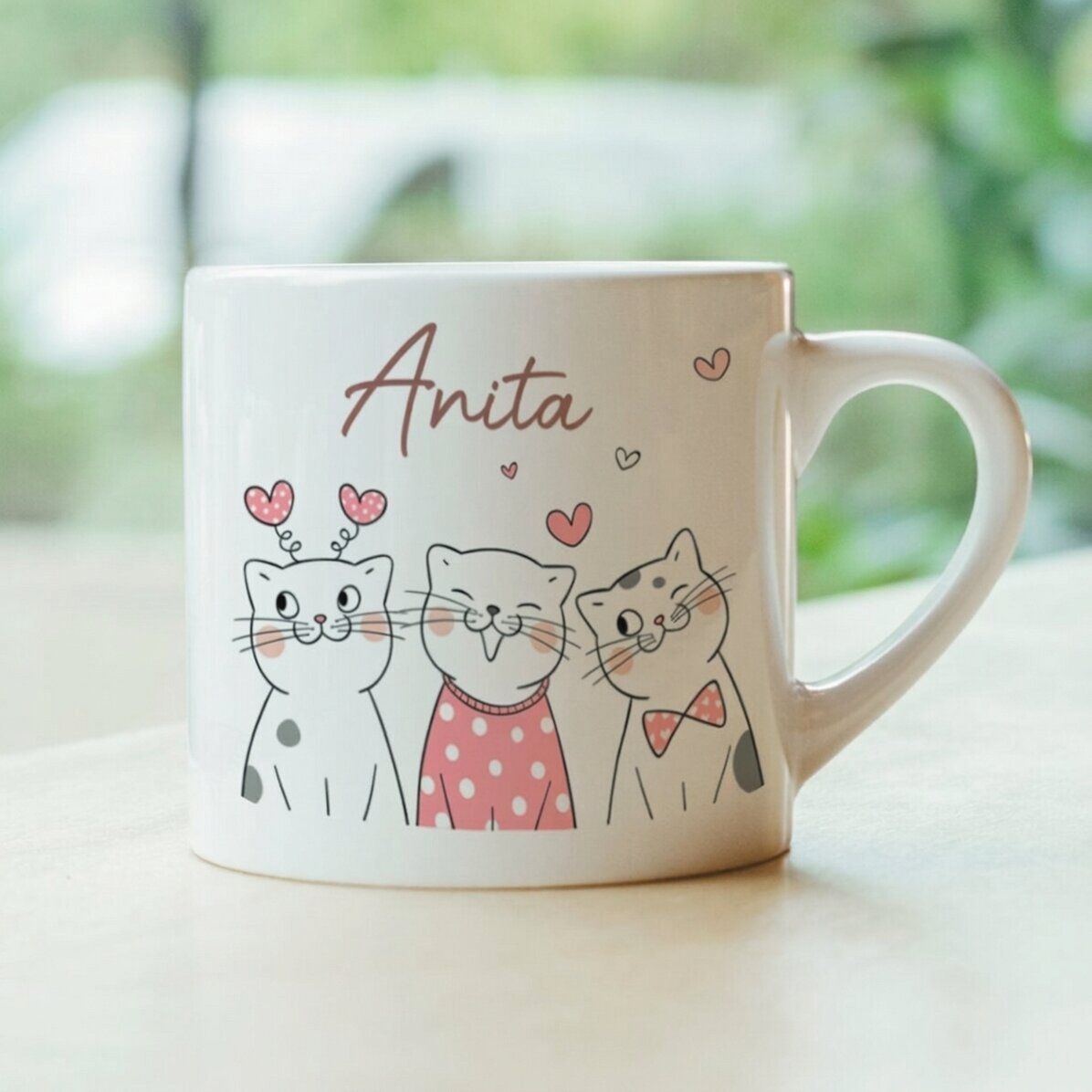 Taza personalizada para niños con texto - Playful Cats