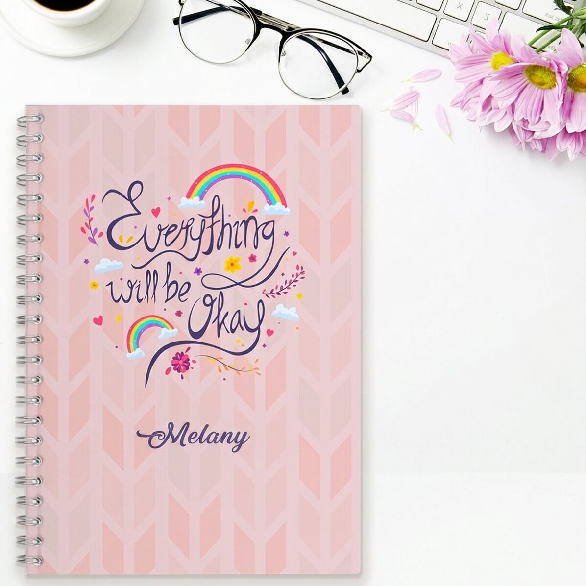 Cuaderno personalizado con el texto «Todo irá bien»