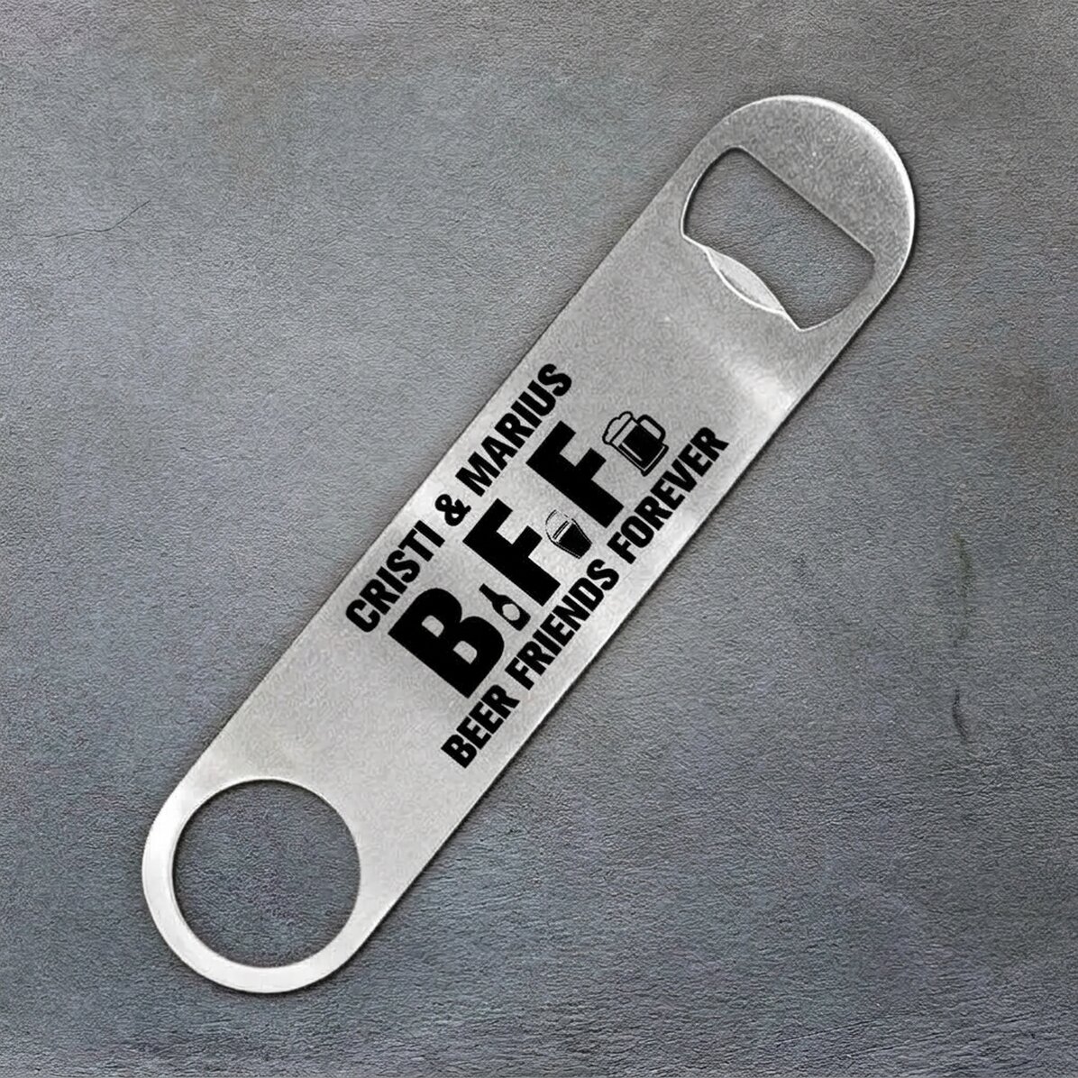 Abridor de cerveza personalizado con texto - BFF