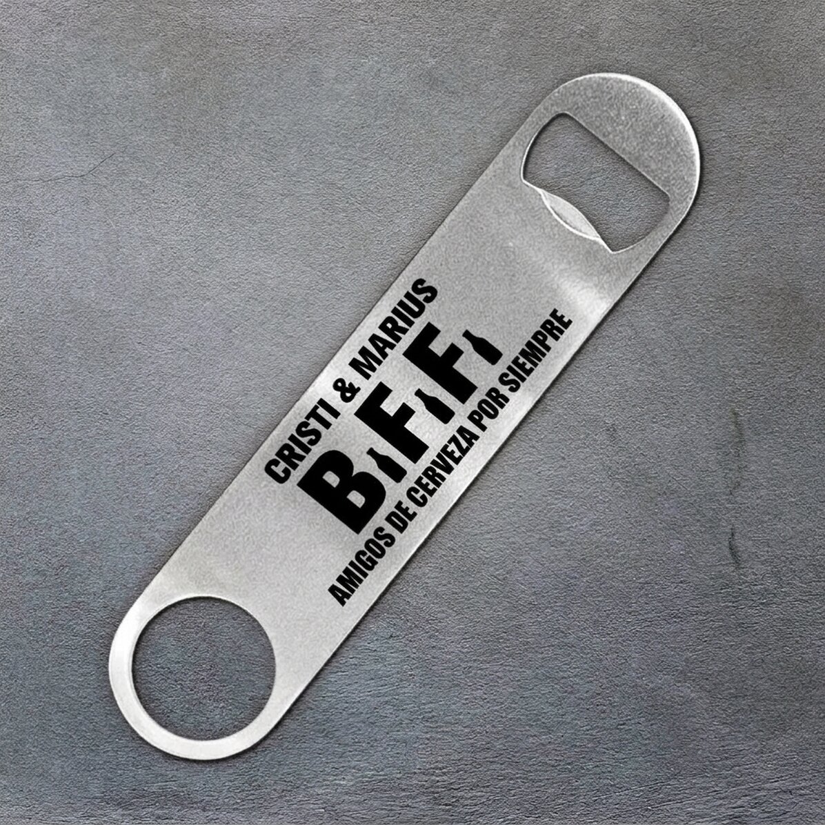 Abridor de cerveza personalizado con texto - BFF