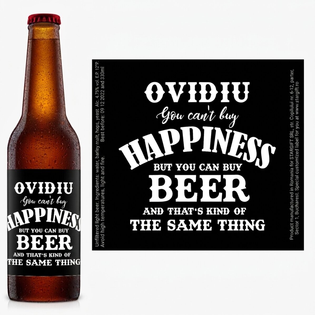 Cerveza personalizada con texto - Beer is Happiness