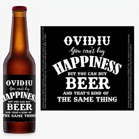 Cerveza personalizada con texto - Beer is Happiness